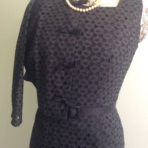 VINTAGE 60s  Audrey Tiffany Chic Sheath Bolero Bow